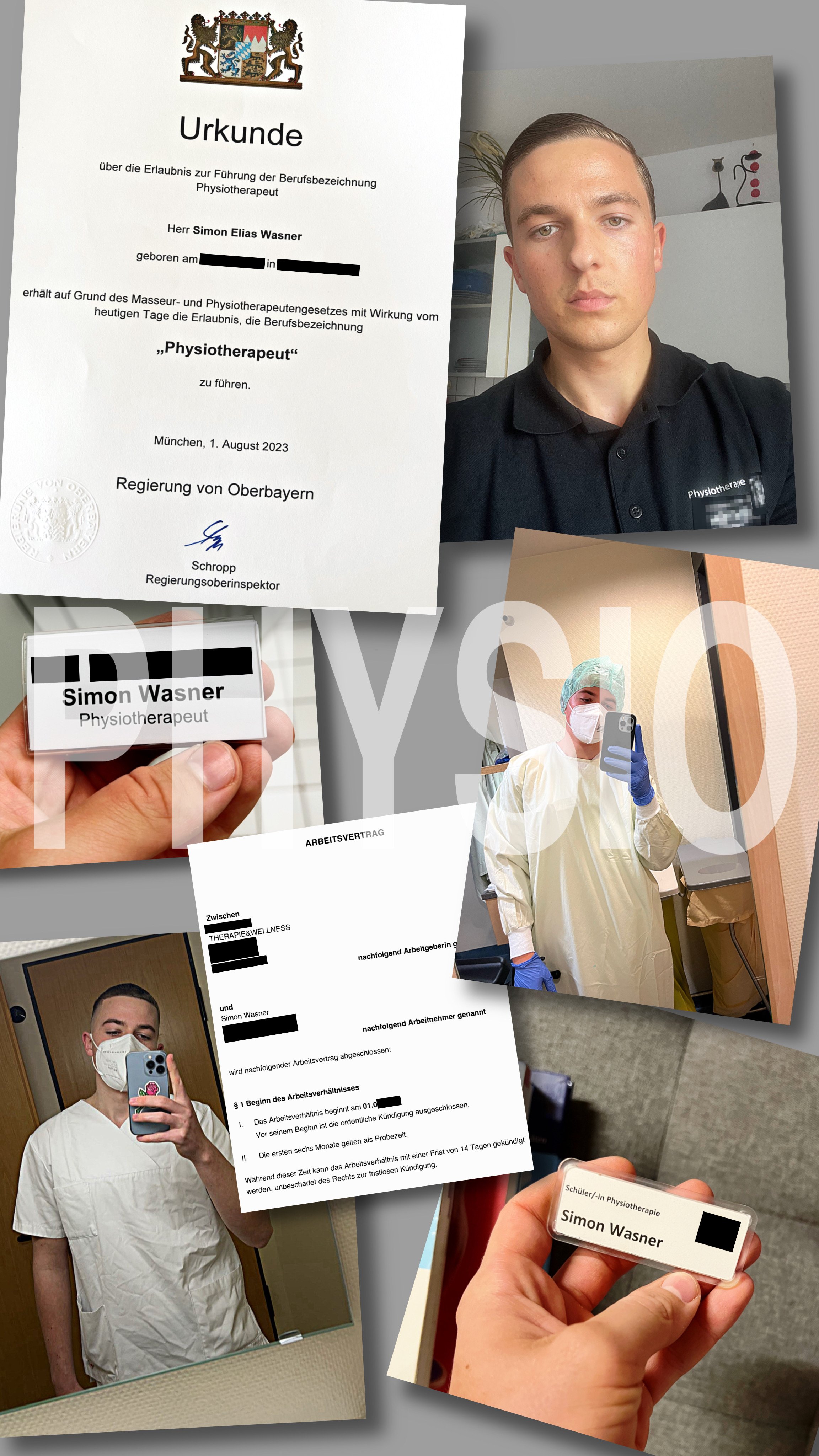 Simon Wasner — Physiotherapie-Urkunde & Praxis